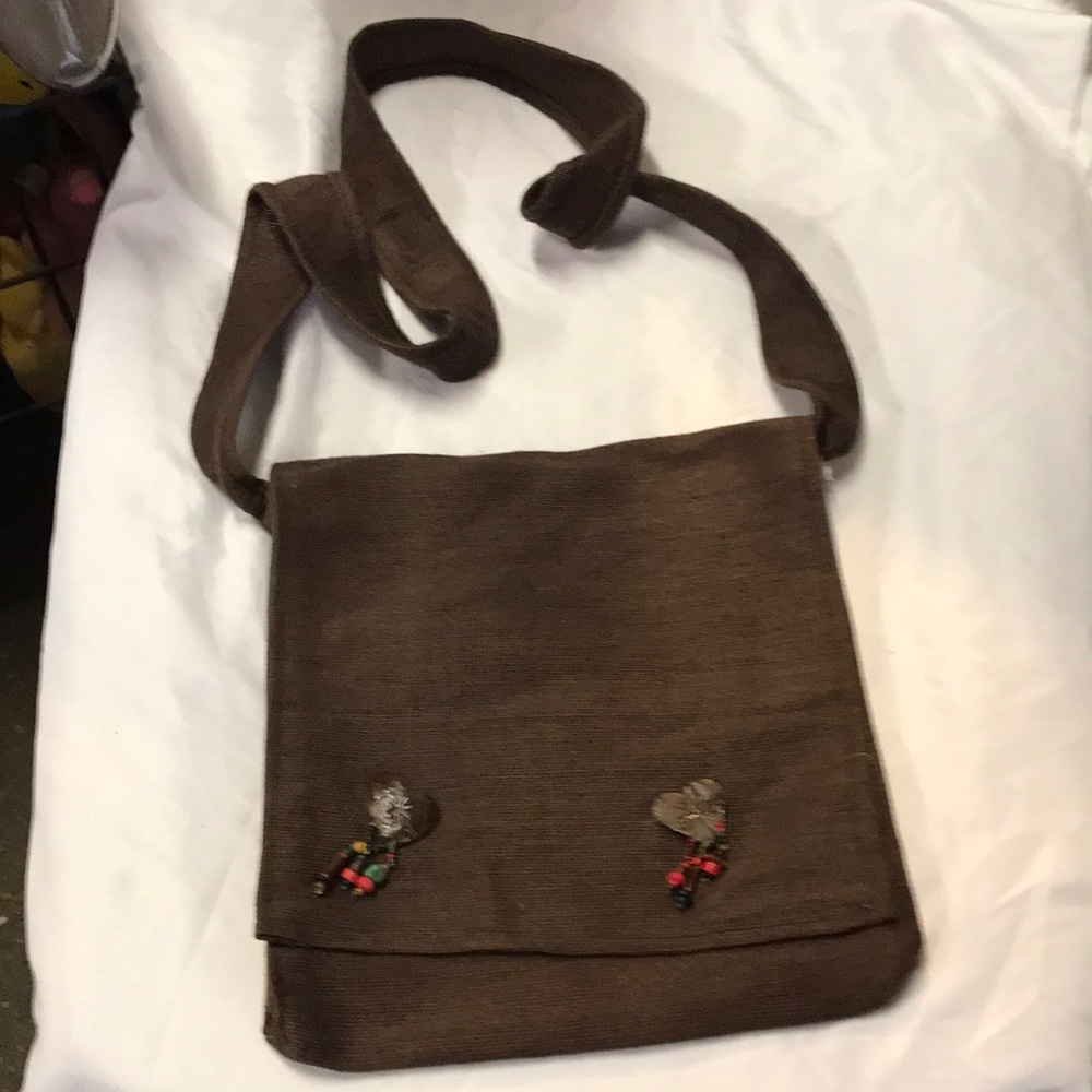 Boho linen shoulder bag